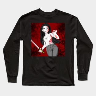 kill lady ecopop with sword fighting Long Sleeve T-Shirt